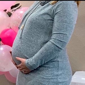 Long sleeve maternity dress.